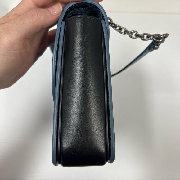 Rebecca Minkoff Snake Python Blue Leather Love Too Shoulder Crossbody Strap - Picture 4 of 7